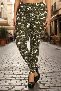 Skulls And Bones Graphic Printed Knit Legging