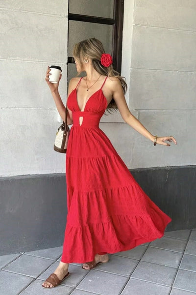 Tiered Maxi Dress with Cutout Detail