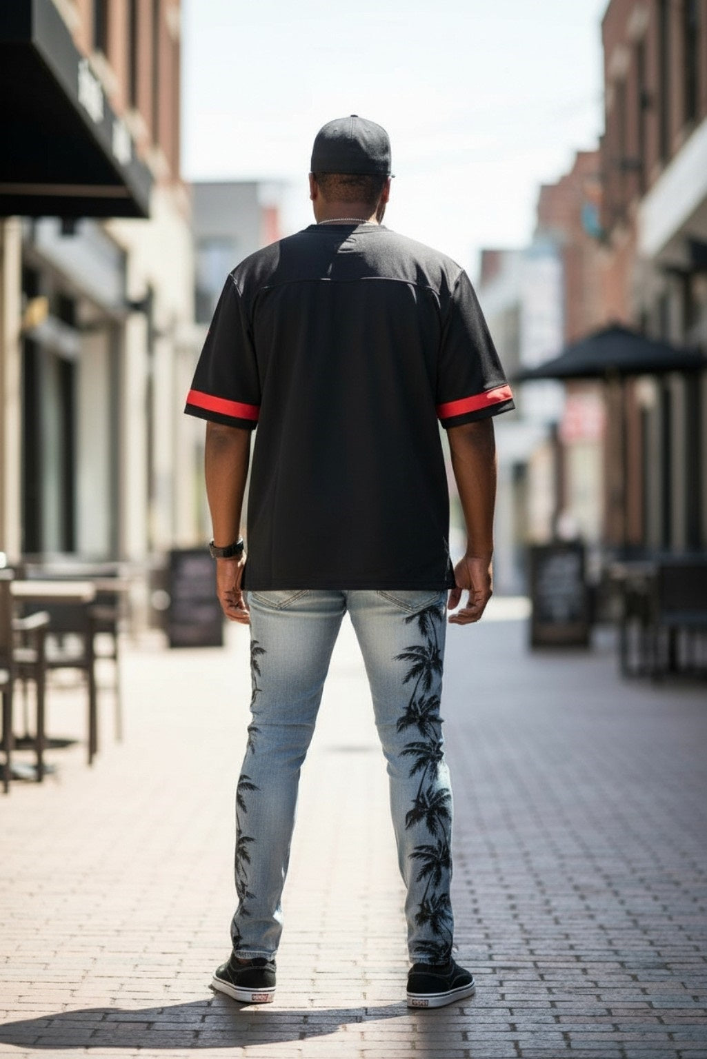 Men ripped skinny palm tree Jeans