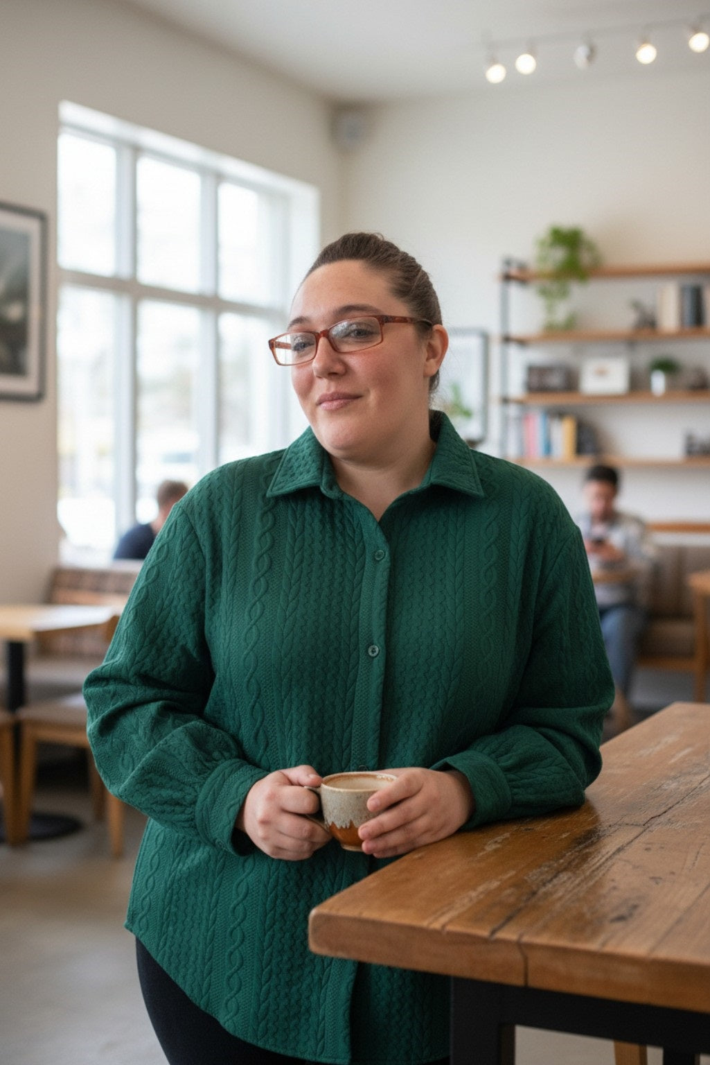 Women's Cable Texture Long Sleeve Shacket