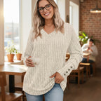 Long Sleeve V-neck Soft And Stretchy Fall Knit Sweater