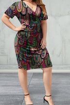 Short Sleeve Surplice  Dress