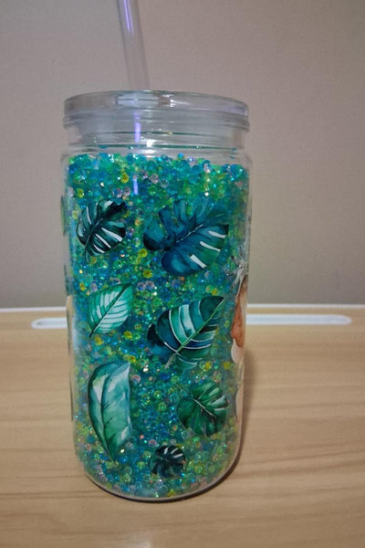 Tumbler with an elephant design and floral headband