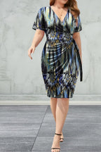 Short Sleeve Surplice  Dress