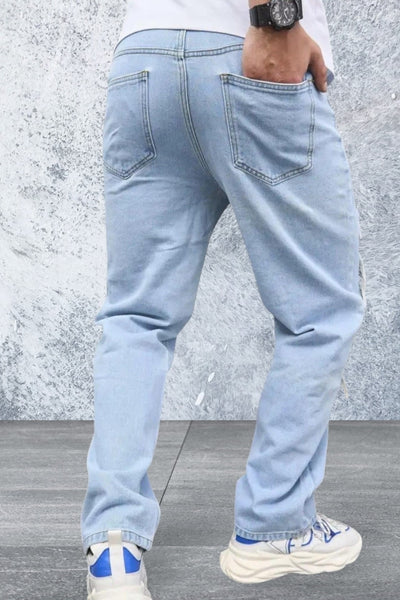 Men's Classic Straight Leg Light Blue Denim Jeans