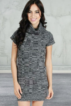 Short sleeve cowl neck sweater dress