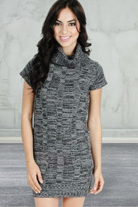 Short sleeve cowl neck sweater dress