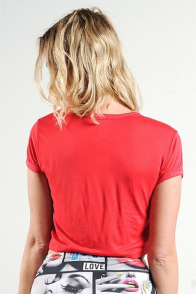 Juniors Fries Over Guys Graphic Studs Detail Crop Top