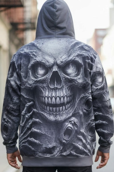 Men's Long Sleeve Lightweight Polyester Skull Hoodie