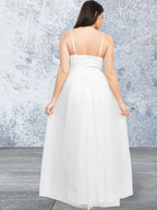 White Glitter Straps Mesh Tulle Maxi Dress