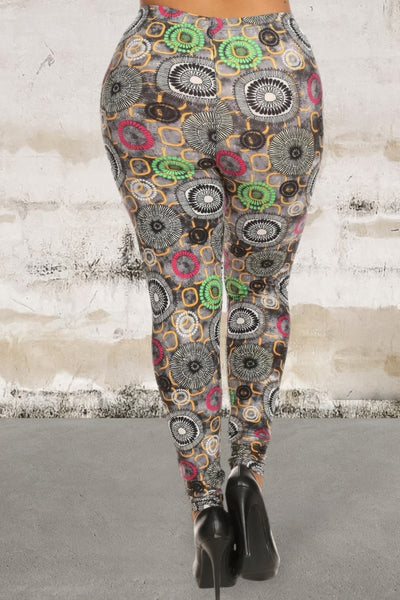 Plus Size Abstract Print Leggings