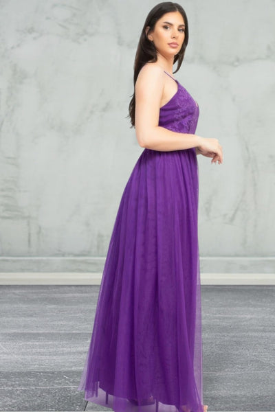 Sleeveless Tulle Maxi Dress