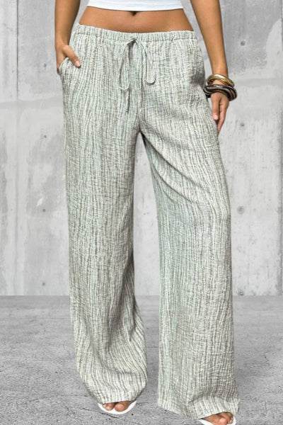 Women's Elastic Waist Pocket Drawstring Straight Leg Pants
