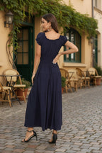 Women's Ostoo Off Shoulder Short Sleeve Maxi Long Dress
