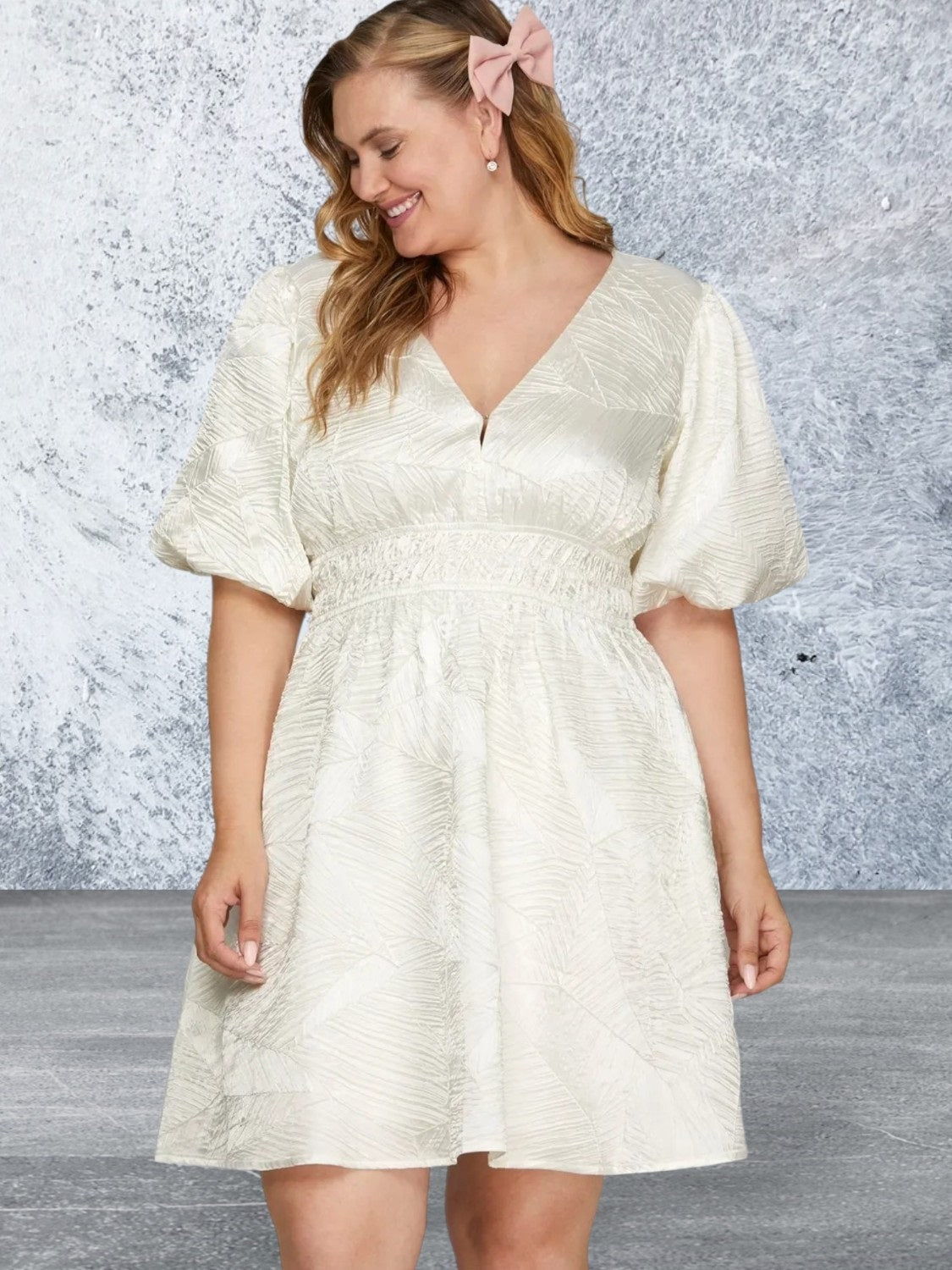 She + Sky Crinkle Woven V-Neck Mini Dress