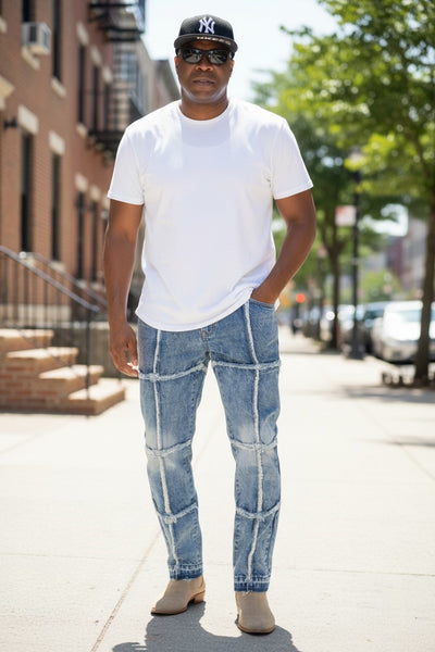 Mens straight leg baggy fit denim jeans