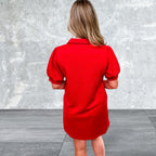 Women's Puff Short Sleeve V Neck Mini Dress