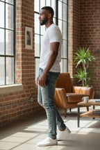 Men Creased Skinny Fit Biker Denim Jeans