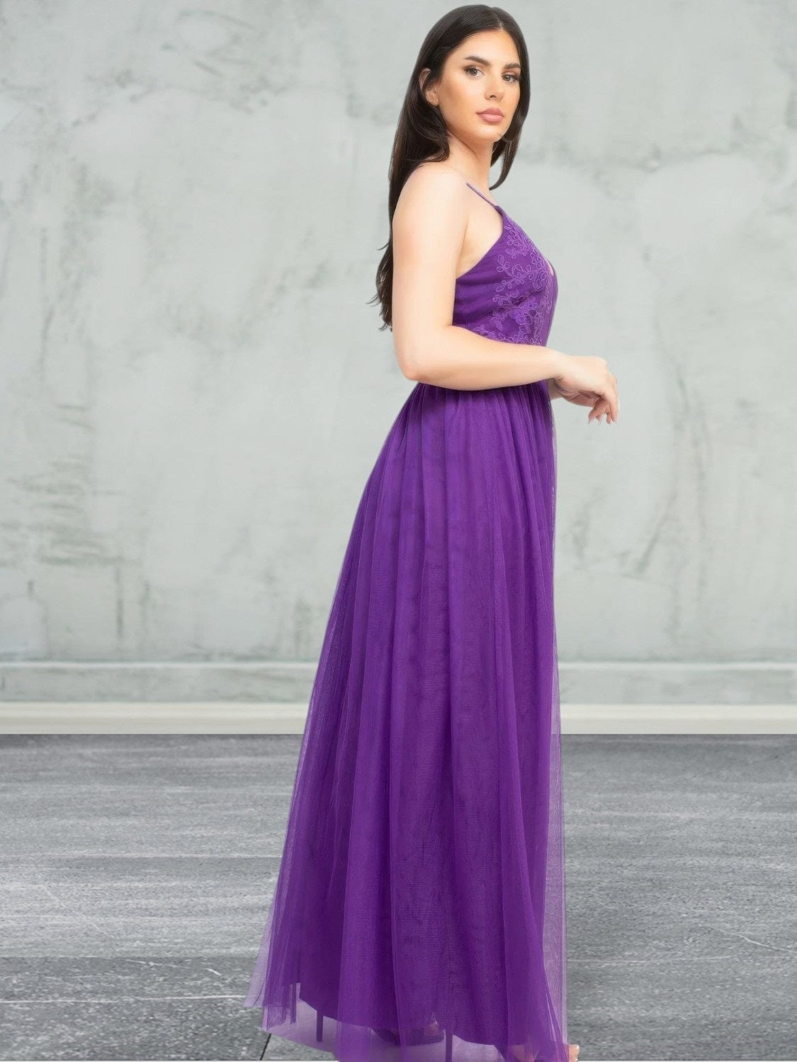 Sleeveless Tulle Maxi Dress