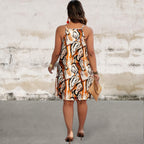 Plus Size Sleeveless Marble Print Halter Dress