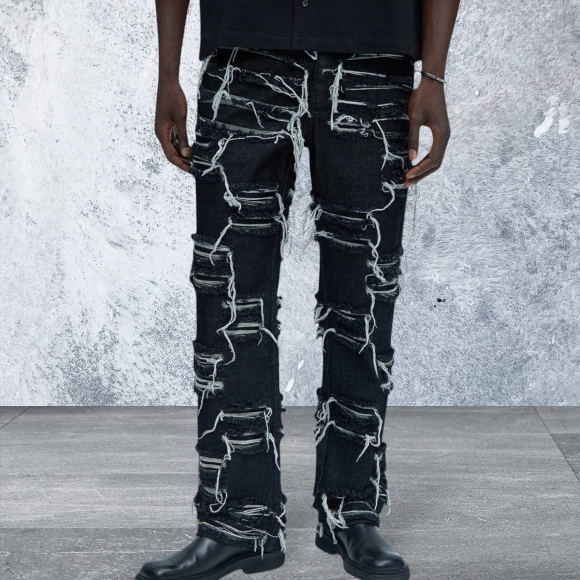 Men's Straight Leg Black Denim Jeans