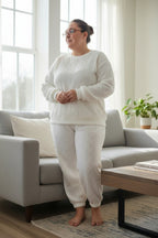 Long Sleeve Texture Round Neck Top and Pants Set