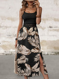 Sleeveless Printed Scoop Neck Slit Dress
