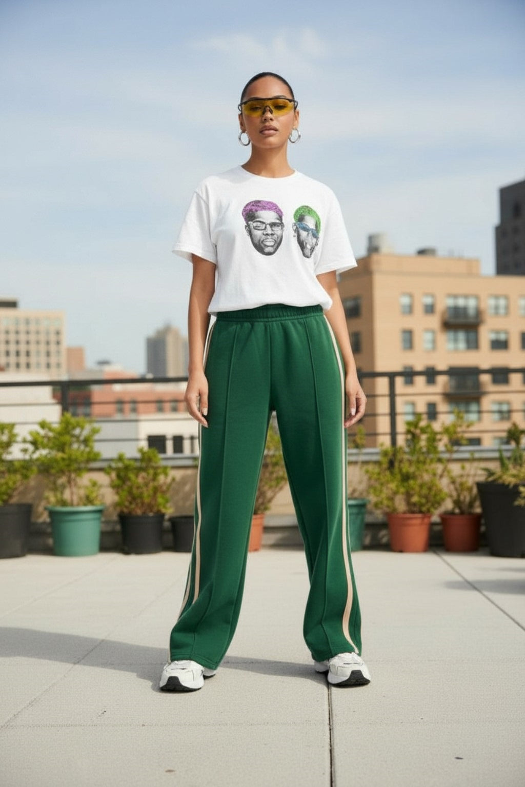 Plus Size Stretch Drawstring Wide Leg Sweatpants