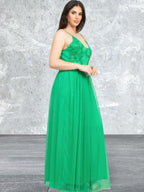 Summer Glitter Straps Mesh Tulle Maxi Dress
