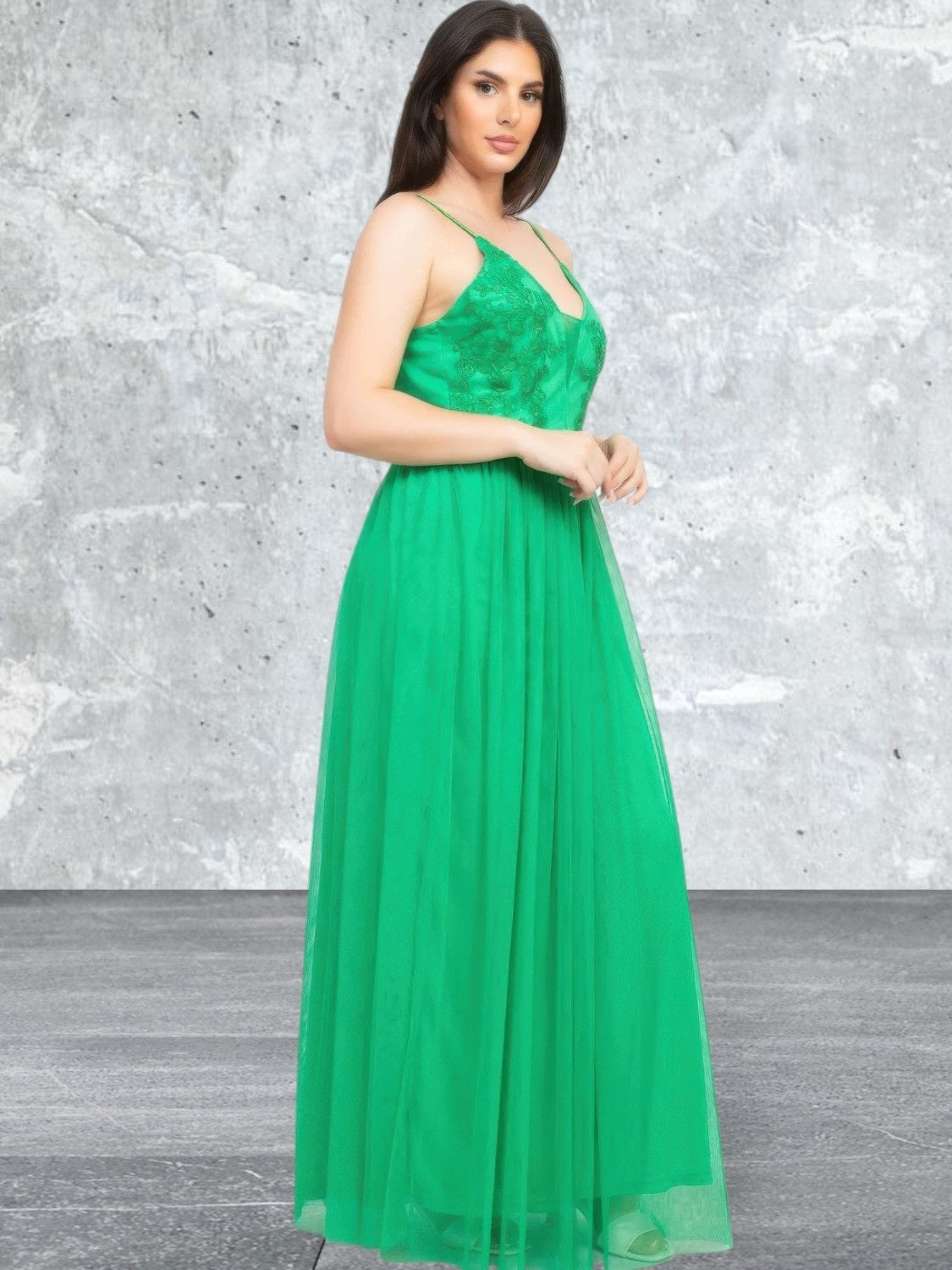 Summer Glitter Straps Mesh Tulle Maxi Dress