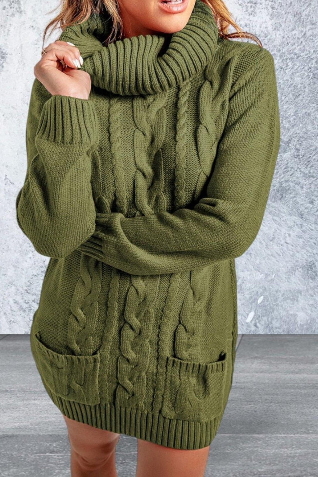 Long Sleeve Cowl Neck Sweater Dress