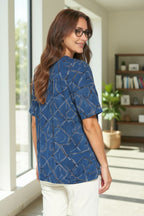 Women's Short Sleeve Round Neck Contrast print Top