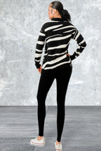 Pullover Collared V-neck Sweater Top And Pant Set