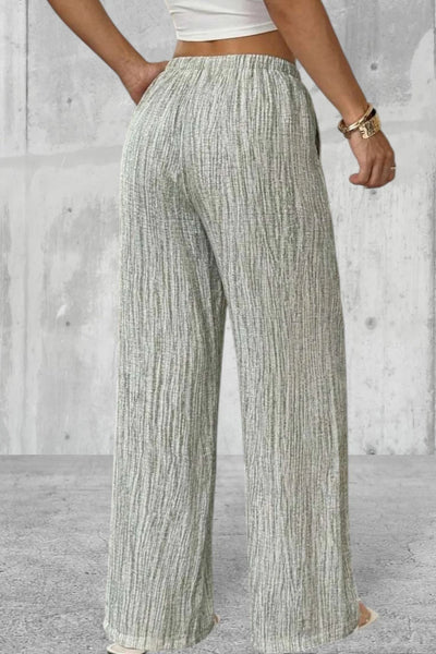 Women's Elastic Waist Pocket Drawstring Straight Leg Pants