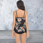 Sleeveless Strappy Floral Print Split Swimsuit Set