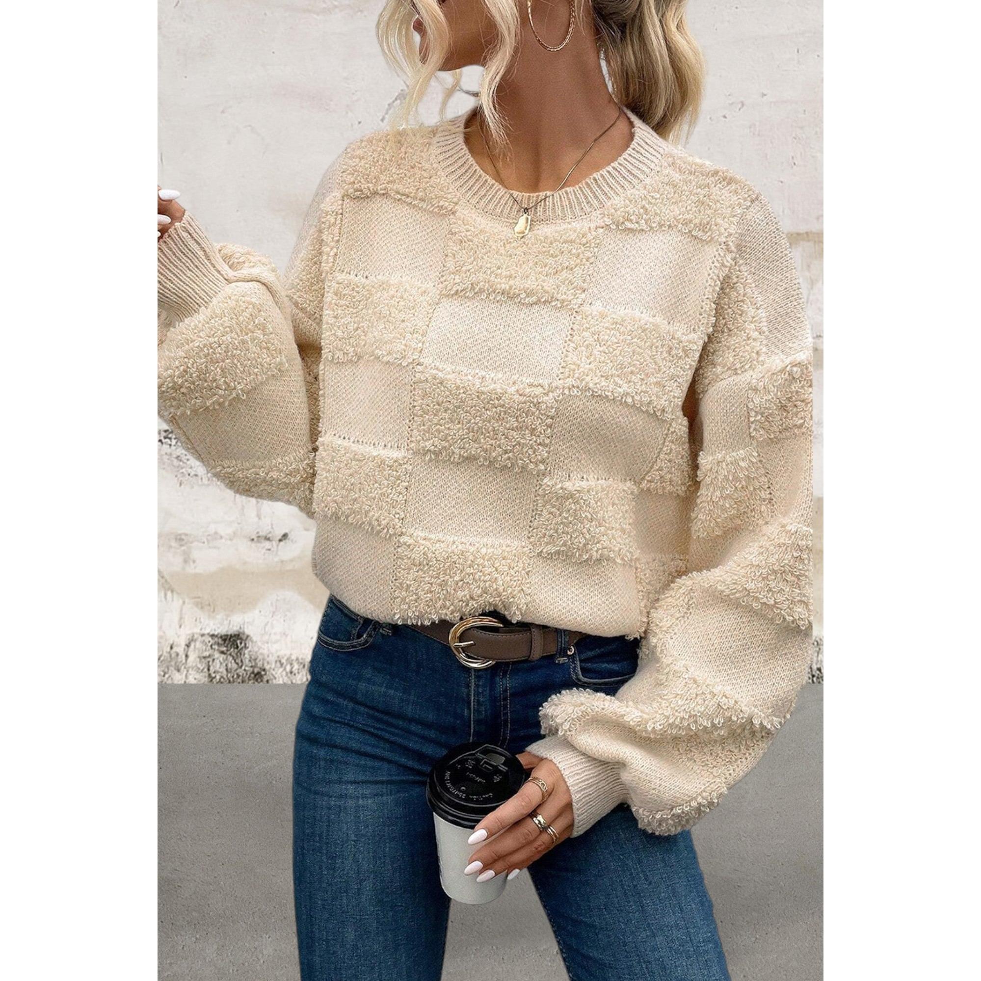  Crew Neck Loose Long Sleeve Sweater