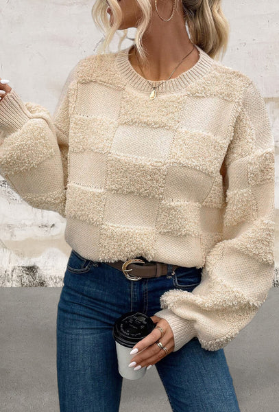  Crew Neck Loose Long Sleeve Sweater