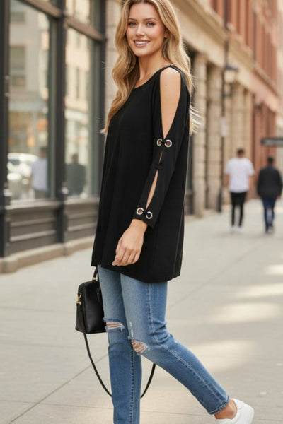Lightweight Cable & Gauge Pullover Top