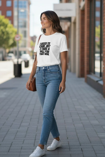 Womens Short Sleeve I Used To Care Graphic T-Shirt