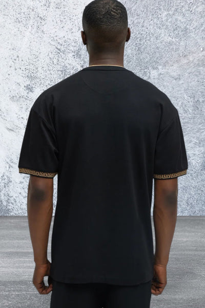 Men's Short Sleeve Crew Neck Black Top