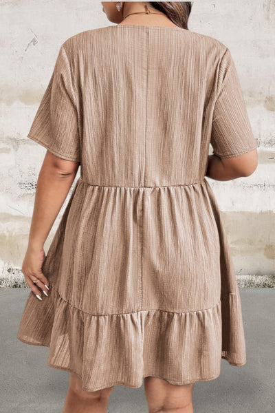Plus Size Short Sleeve Ruffled Dress