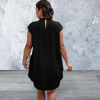 Plus Size Asymmetrical Hem Sparkly Patchwork Top
