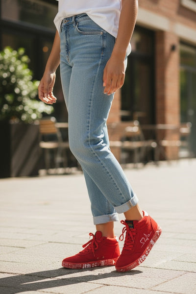 Womens Heart Print Love Charm Sneakers