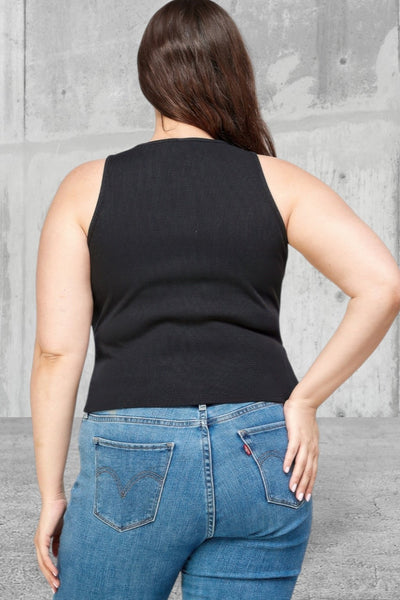 Plus Size Sleeveless Ruched Ribbed Top