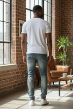 Men Creased Skinny Fit Biker Denim Jeans