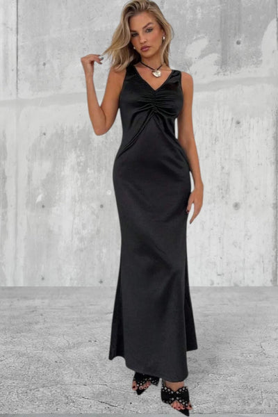 Sleeveless Long V-Neck Slim Fit Party Dress