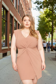 Sleeveless Plus Size Twist Front Mini Dress