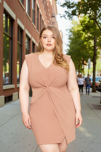 Sleeveless Plus Size Twist Front Mini Dress