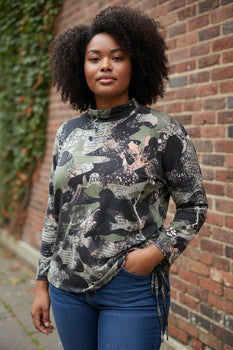 Plus Size Long Sleeve Camo Top