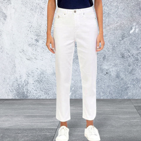 Womens white high rise straight leg jean